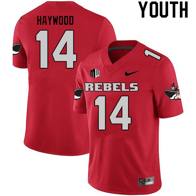 Youth #14 Jared Haywood UNLV Rebels College Football Jerseys Sale-Scarlet